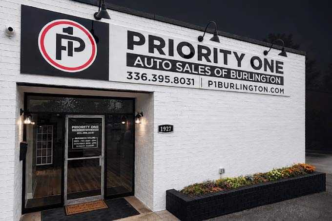Priority One Auto Sales of Burlington storefront on South Church Street